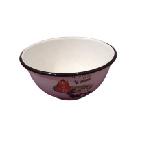 Retro Enamel Soup Bowl Salad Bowl Camping Bowl with Logo Decal